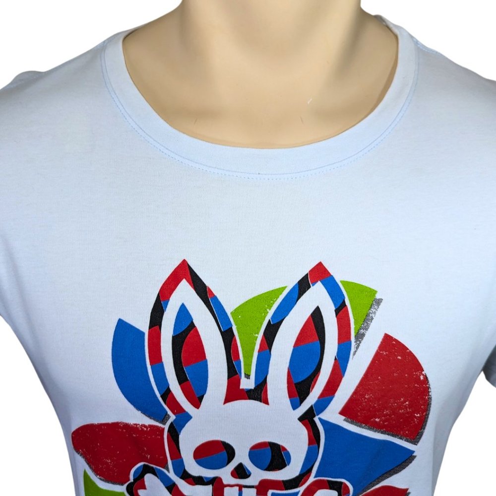 Pyscho Bunny Light Blue Crew Neck Short Sleeve Cotton T-shirt  - Medium - Picture 6 of 12